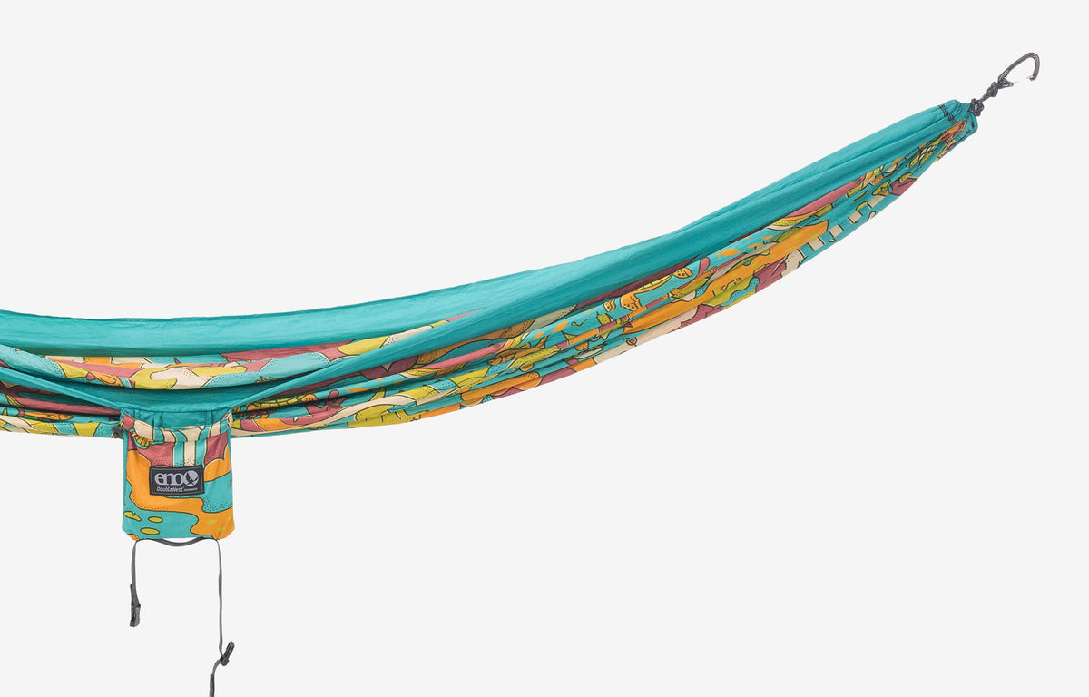 Colorful Giving Back hammock with a animal pattern on a white background