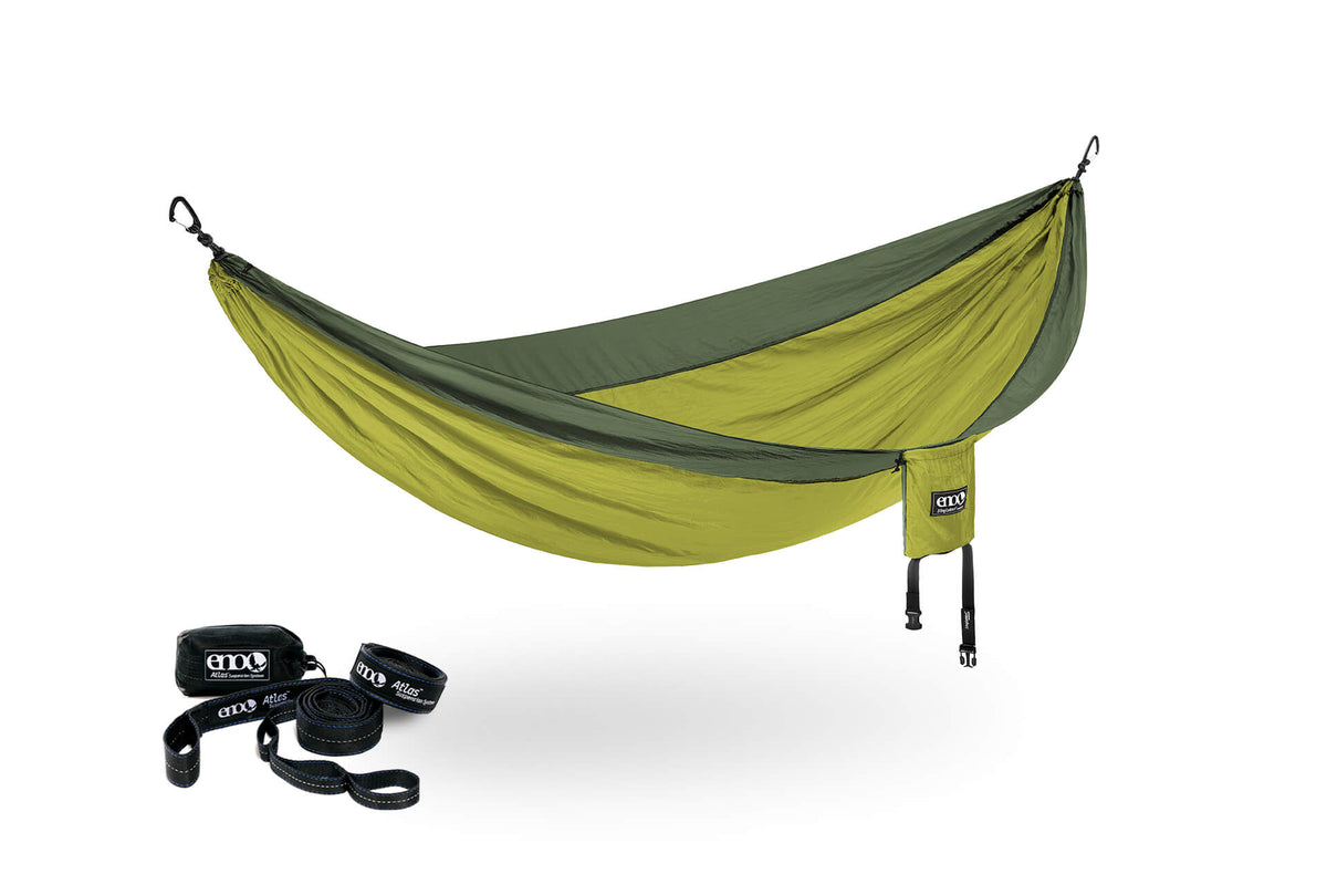 ENO Melon/Olive SingleNest Hammock + Atlas Straps Bundle