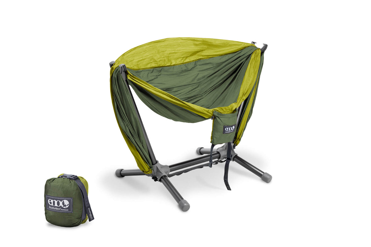 ENO Olive/Melon DoubleNest Hammock + Parklite Stand Bundle