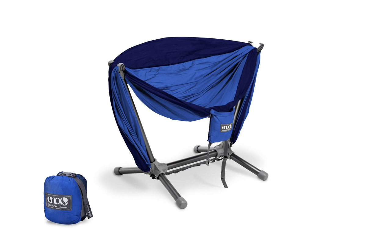 ENO Royal/Navy DoubleNest Hammock + Parklite Stand Bundle