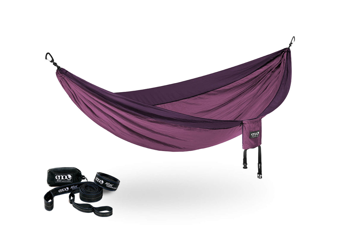 ENO Berry/Plum SingleNest Hammock + Atlas Straps Bundle