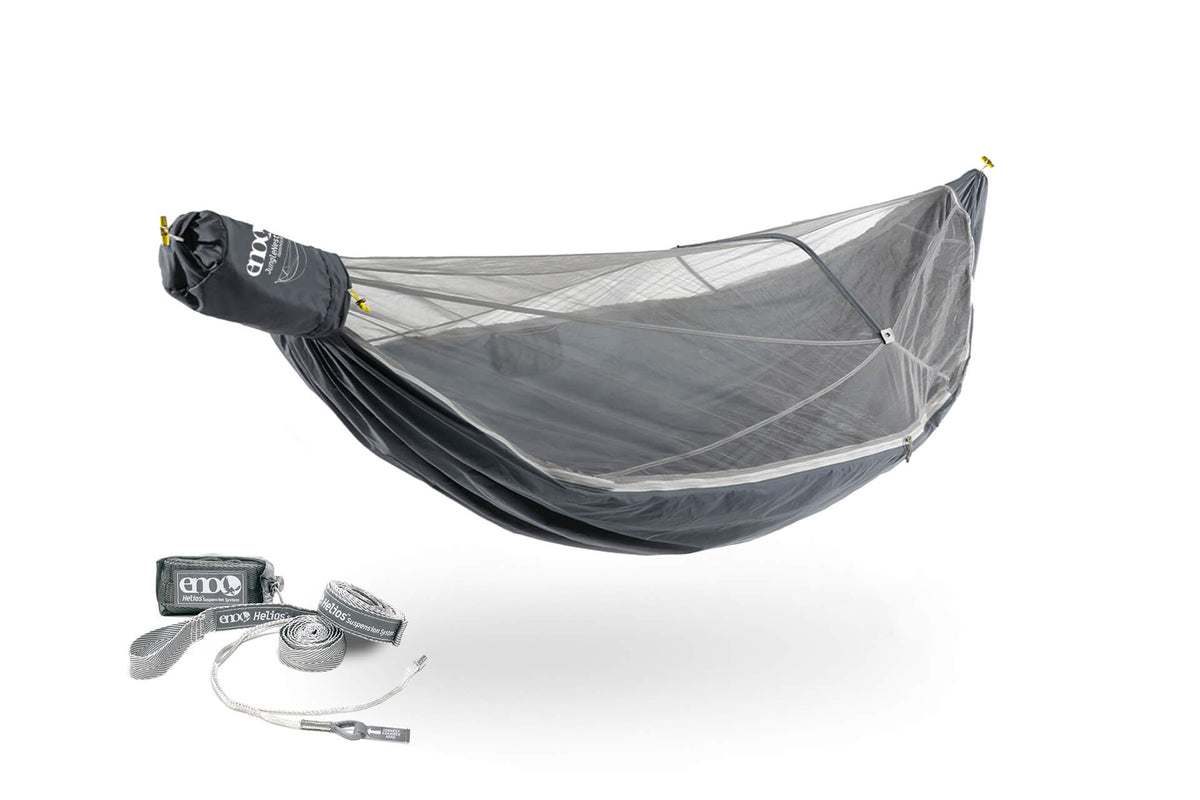 ENO Charcoal JungleNest Hammock + Helios Straps Bundle