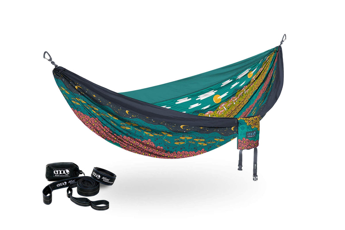 ENO Day to Night DoubleNest Hammock Print + Atlas Straps Bundle