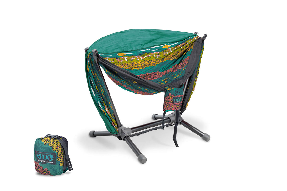ENO Day to Night DoubleNest Hammock Print + Parklite Stand Bundle