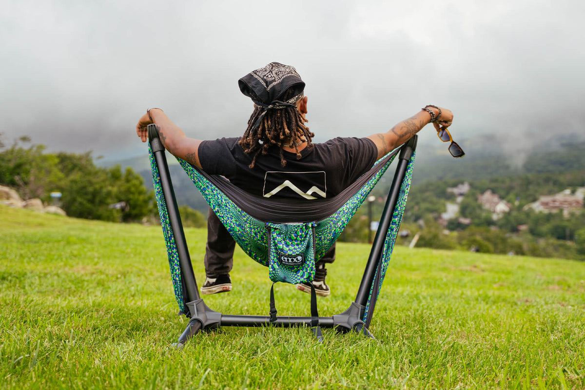 ENO DoubleNest Hammock Print + Parklite Stand Bundle
