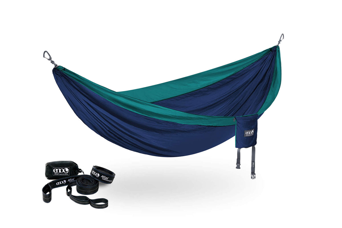 ENO Navy/Seafoam DoubleNest Hammock + Atlas Straps Bundle